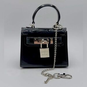 KENDALL & KYLIE Faux Leather Silicone Mini Crossbody Handbag Turn Lock Black